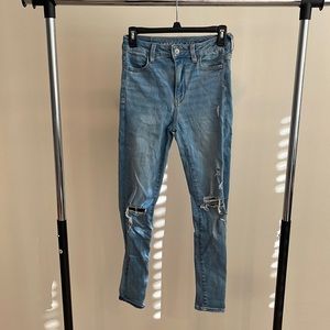 American Eagle high waisted distressed jeans